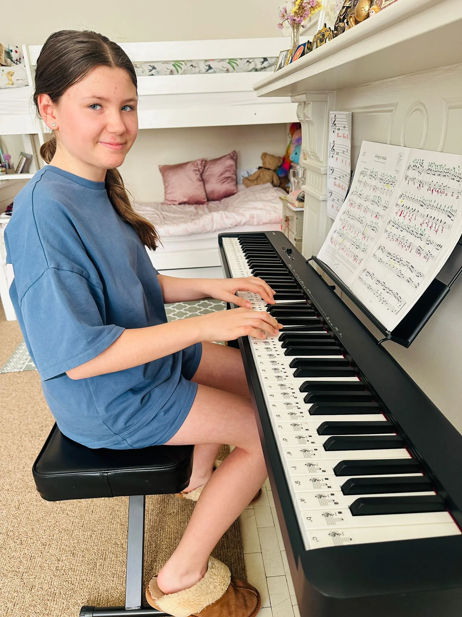 Student playing piano